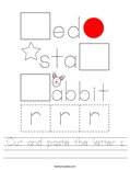 Cut and paste the letter r. Worksheet