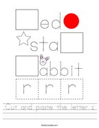 Cut and paste the letter r Handwriting Sheet
