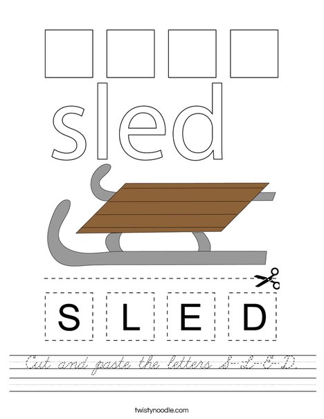 Cut and paste the letter S-L-E-D. Worksheet