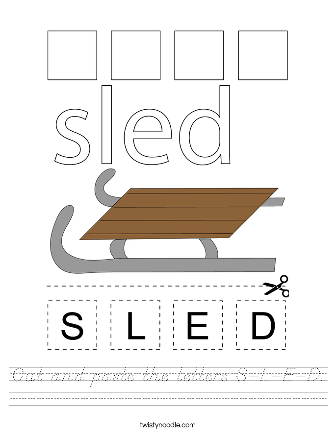 Cut and paste the letters S-L-E-D. Worksheet