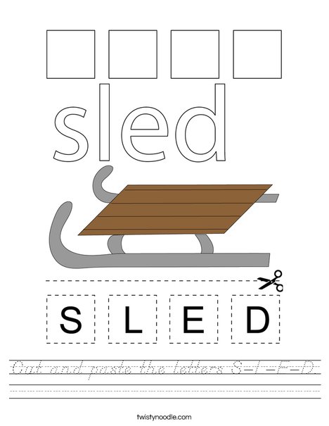 Cut and paste the letter S-L-E-D. Worksheet