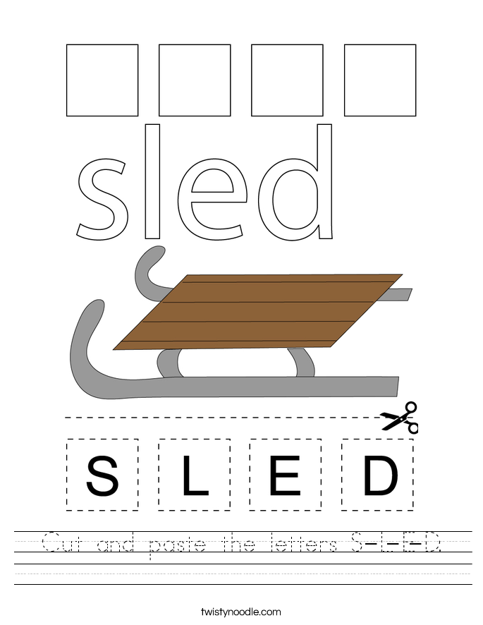 Cut and paste the letters S-L-E-D. Worksheet