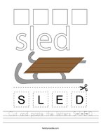 Cut and paste the letters S-L-E-D Handwriting Sheet