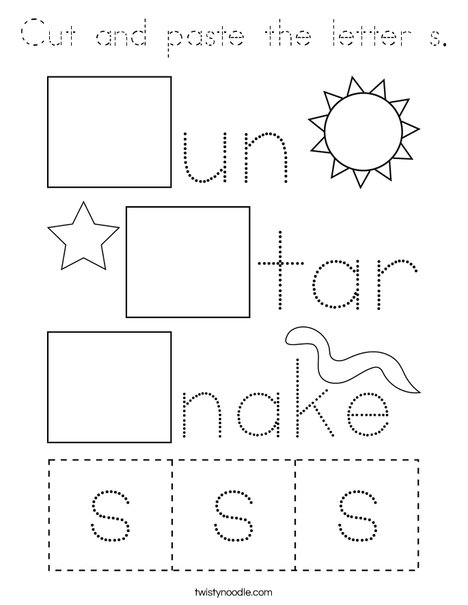 Cut and paste the letter s. Coloring Page