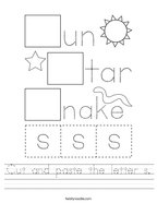 Cut and paste the letter s Handwriting Sheet