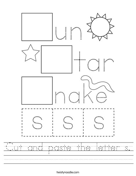 Cut and paste the letter s. Worksheet