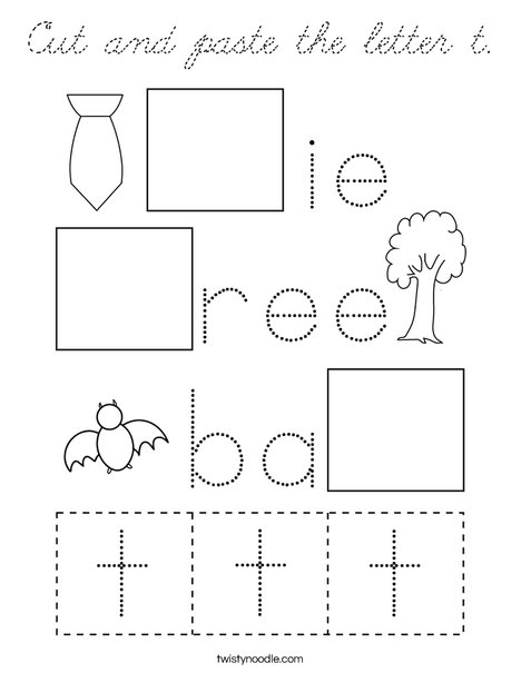 Cut and paste the letter t. Coloring Page