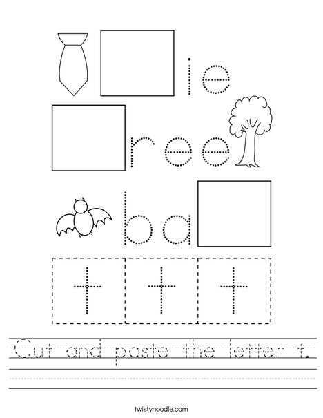 Cut and paste the letter t. Worksheet