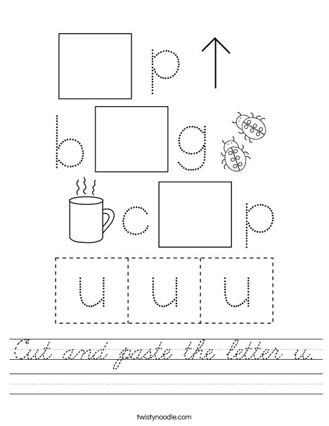 Cut and paste the letter u. Worksheet