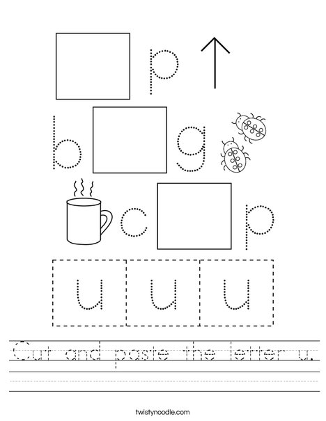 Cut and paste the letter u. Worksheet