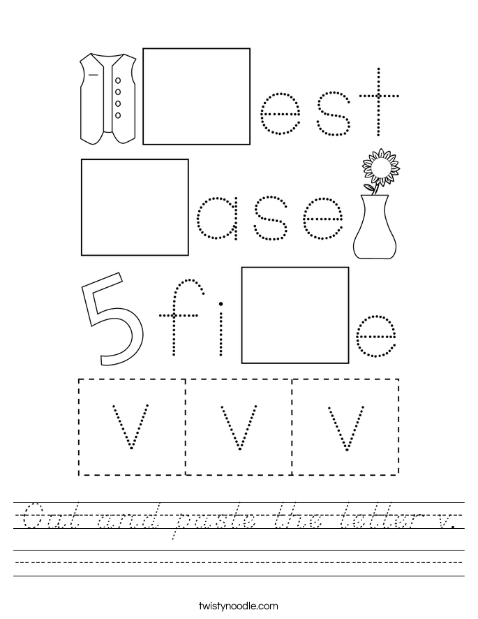 Cut and paste the letter v. Worksheet