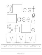 Cut and paste the letter v Handwriting Sheet