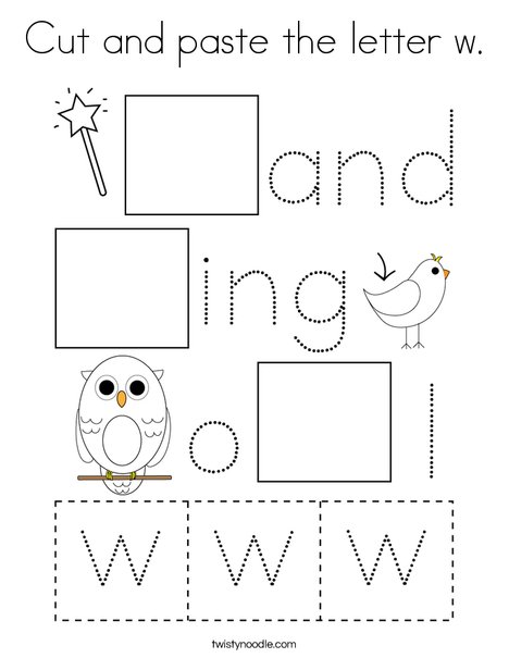 cut and paste the letter w coloring page twisty noodle