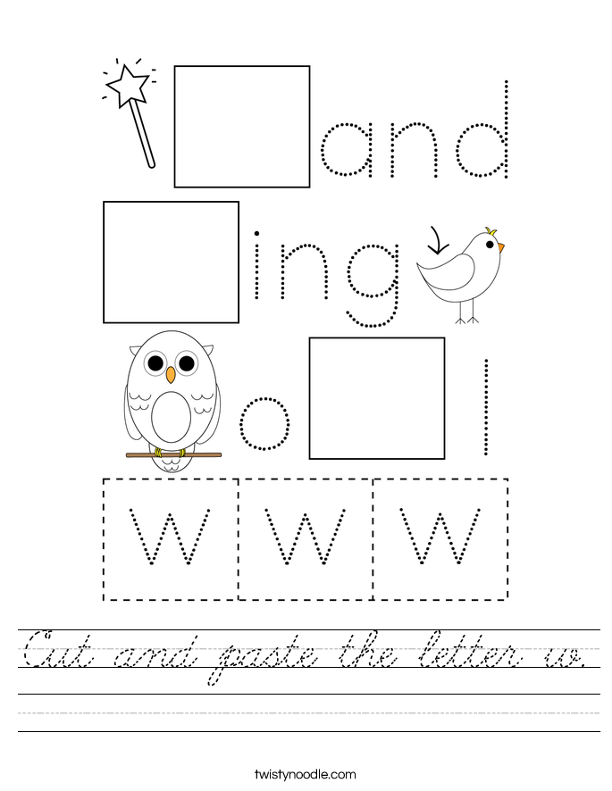 Cut and paste the letter w. Worksheet