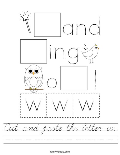 Cut and paste the letter w. Worksheet