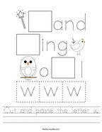 Cut and paste the letter w Handwriting Sheet