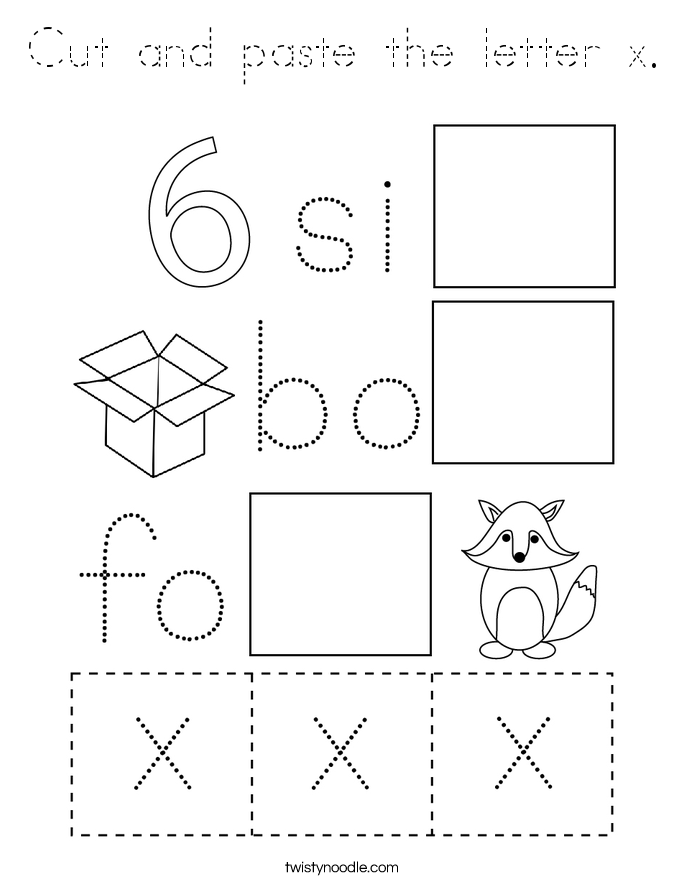 cut and paste the letter x coloring page tracing