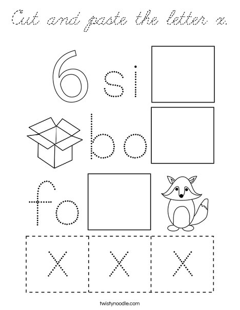 Cut and paste the letter x. Coloring Page