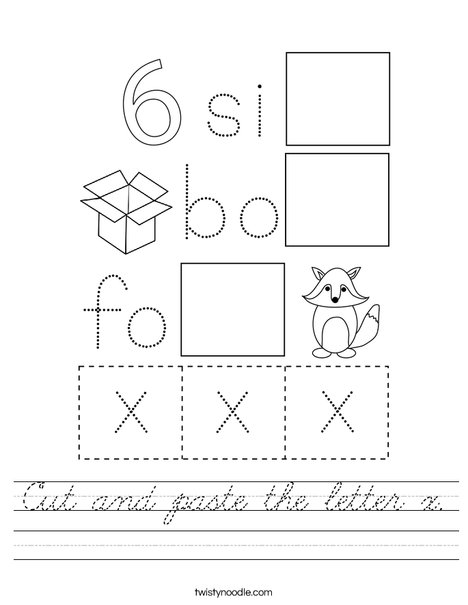 Cut and paste the letter x. Worksheet