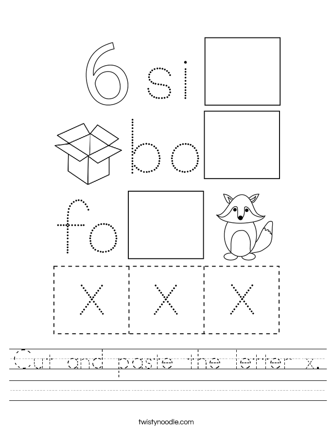 cut and paste the letter x worksheet twisty noodle