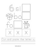 Cut and paste the letter x. Worksheet