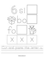 Cut and paste the letter x Handwriting Sheet