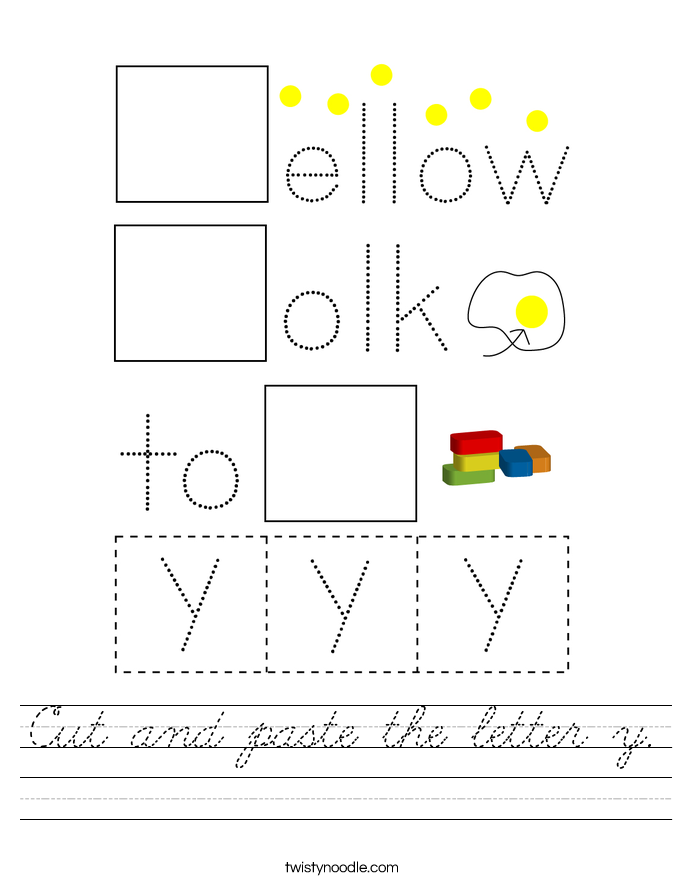 Cut and paste the letter y. Worksheet