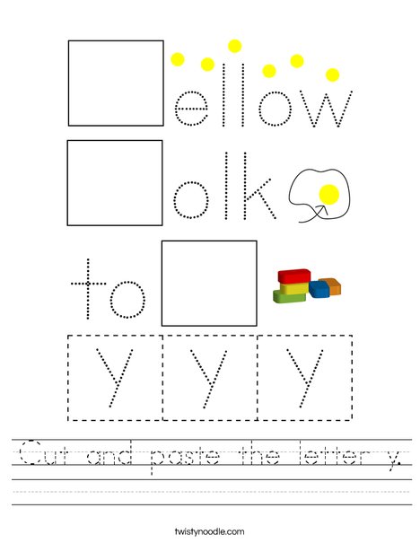 Cut and paste the letter y. Worksheet