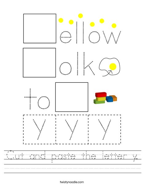 cut and paste the letter y worksheet twisty noodle