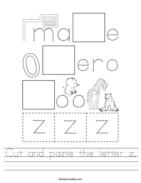 cut and paste the letter z worksheet twisty noodle