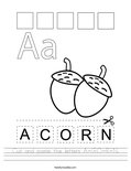 Cut and paste the letters A-C-O-R-N. Worksheet