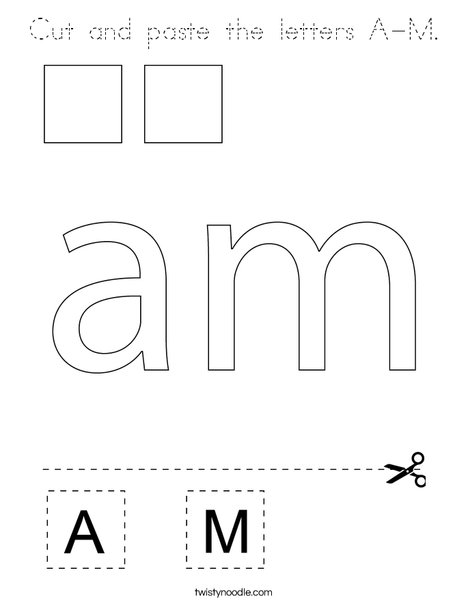 Cut and paste the letters A-M. Coloring Page
