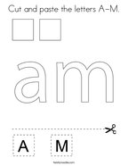 Cut and paste the letters A-M Coloring Page