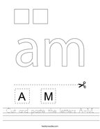 Cut and paste the letters A-M Handwriting Sheet