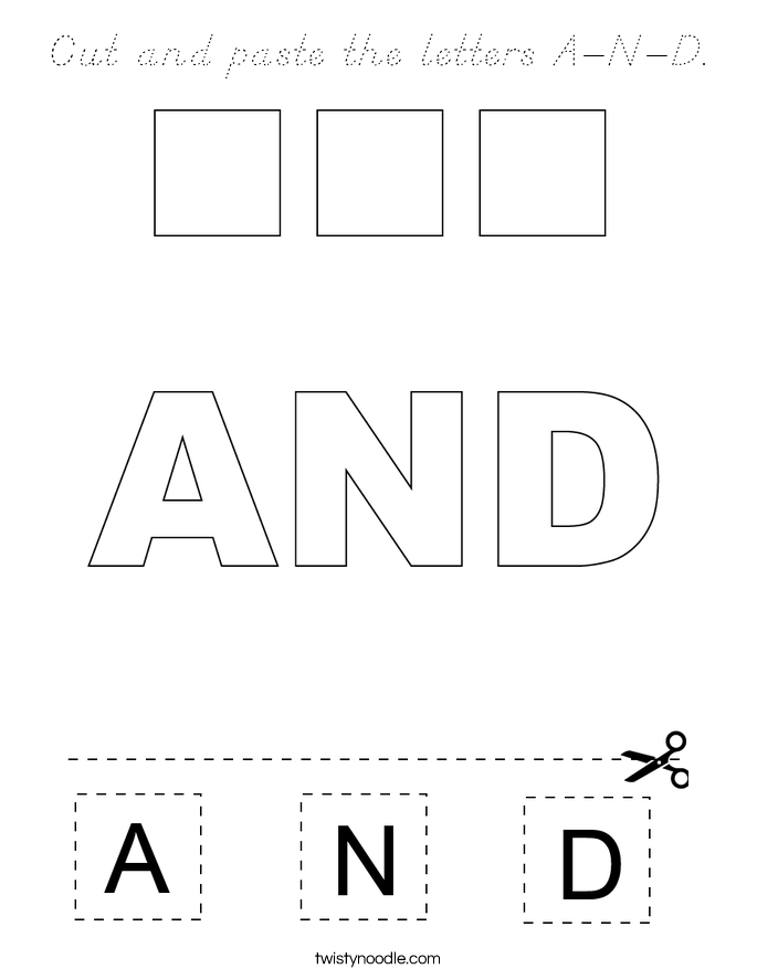 Cut and paste the letters A-N-D. Coloring Page