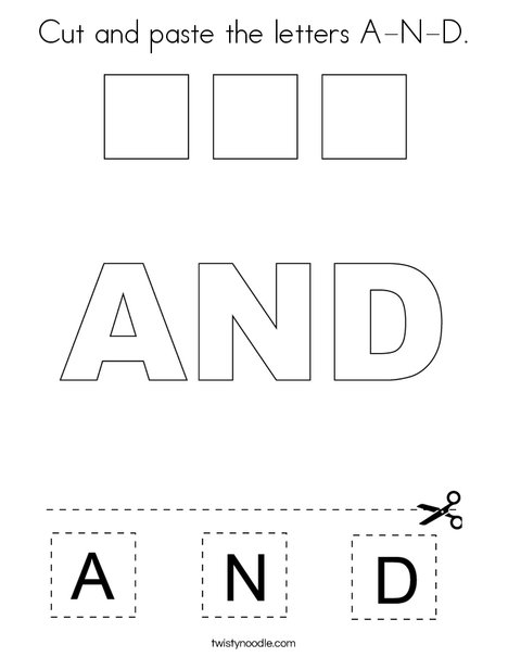 Cut and paste the letters A-N-D. Coloring Page