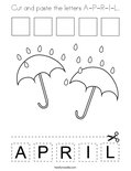 Cut and paste the letters A-P-R-I-L. Coloring Page