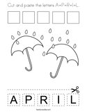 Cut and paste the letters A-P-R-I-L Coloring Page