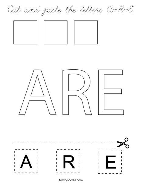 Cut and paste the letters A-R-E. Coloring Page