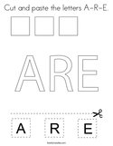 Cut and paste the letters A-R-E Coloring Page
