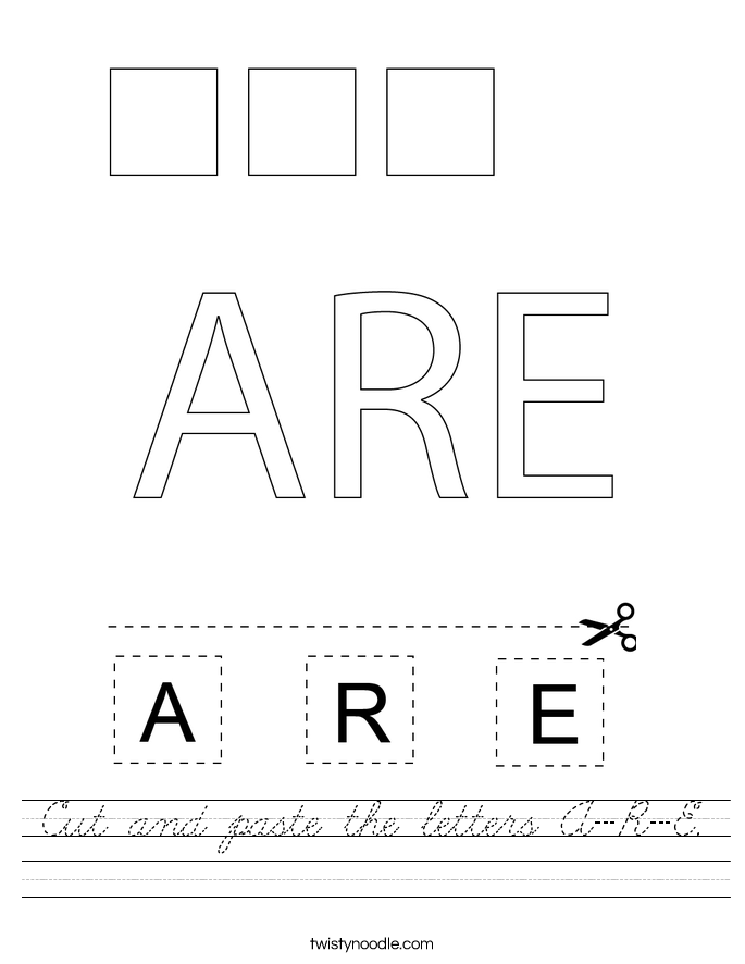 Cut and paste the letters A-R-E. Worksheet