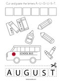 Cut and paste the letters A-U-G-U-S-T Coloring Page