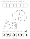 Cut and paste the letters A-V-O-C-A-D-O. Coloring Page