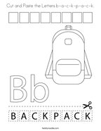 Cut and Paste the Letters b-a-c-k-p-a-c-k Coloring Page