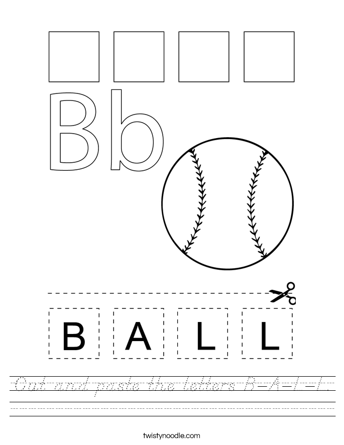Cut and paste the letters B-A-L-L. Worksheet
