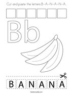 Cut and paste the letters B-A-N-A-N-A Coloring Page