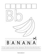 Cut and paste the letters B-A-N-A-N-A Handwriting Sheet