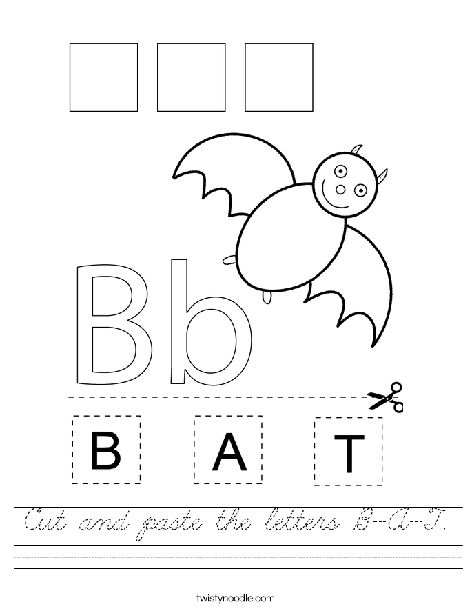 Cut and paste the letters B-A-T. Worksheet