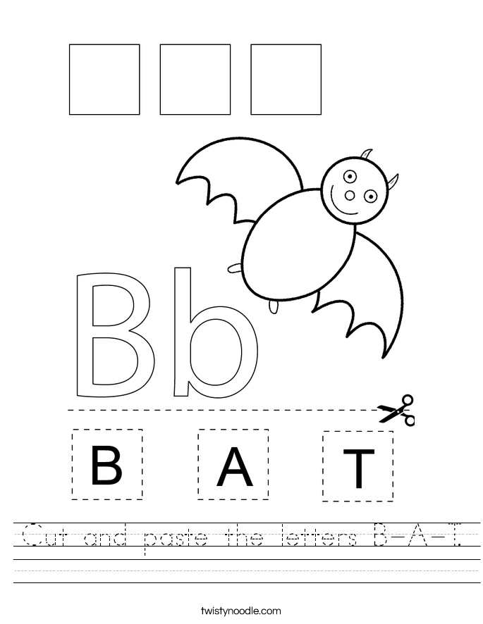 Cut and paste the letters B-A-T. Worksheet