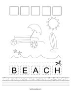 Cut and paste the letters B-E-A-C-H Handwriting Sheet